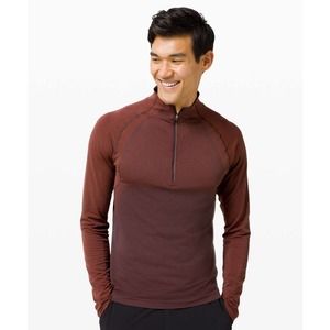 LULULEMON Metal Vent Tech Long Sleeve 1/2 Zip 2.0 Magma / Sequoia Size M